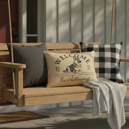 Almofada Decorativa German shepherd Personalizar Nome da Família Bem-v