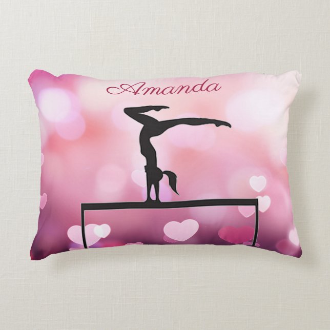 Almofada Decorativa Ginástica Equilibra Corações Rosa (Frente)