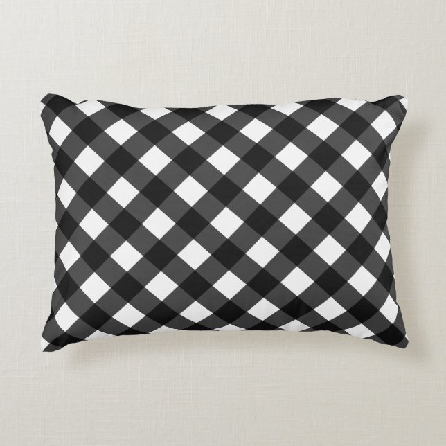 Almofada Decorativa Gingham Preto e Branco (Frente)