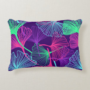 Almofada Decorativa Gingko Tropical Floral deixa o fundo em neon c