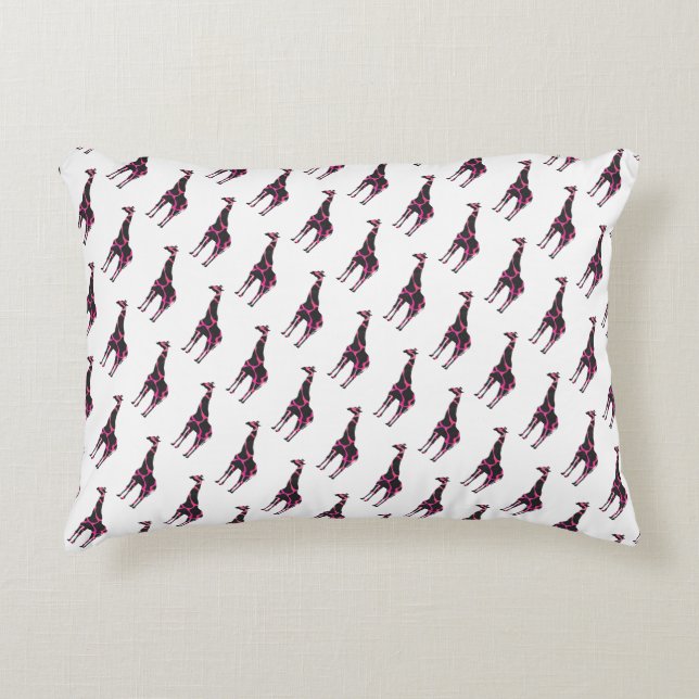 Almofada Decorativa Girafa Silhueta Rosa e Preto (Frente)