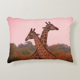 Almofada Decorativa Girafas com céu rosa