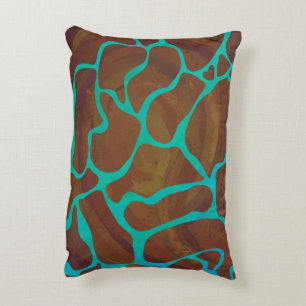 Almofada Decorativa Giraffe Brown e Teal Siloette