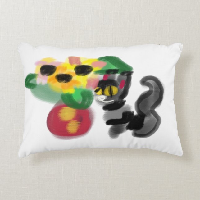 Almofada Decorativa Girassóis gato preto (Frente)