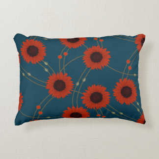 Almofada Decorativa Girassóis Retro Florais Vermelhos Art Nouveau Alea
