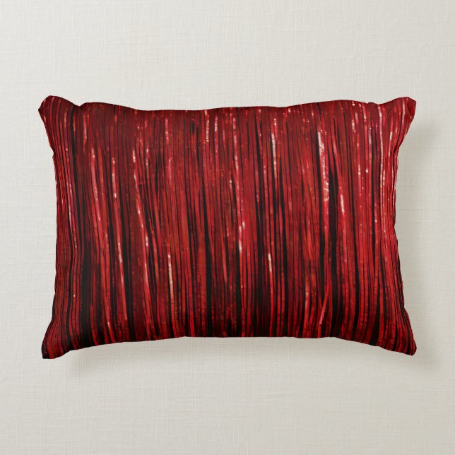 Almofada Decorativa Glam Vermelho Glitzy Tinsel Stripes (Frente)