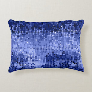 Almofada Decorativa Glitter de Disco Azul Elegante e Faíscas