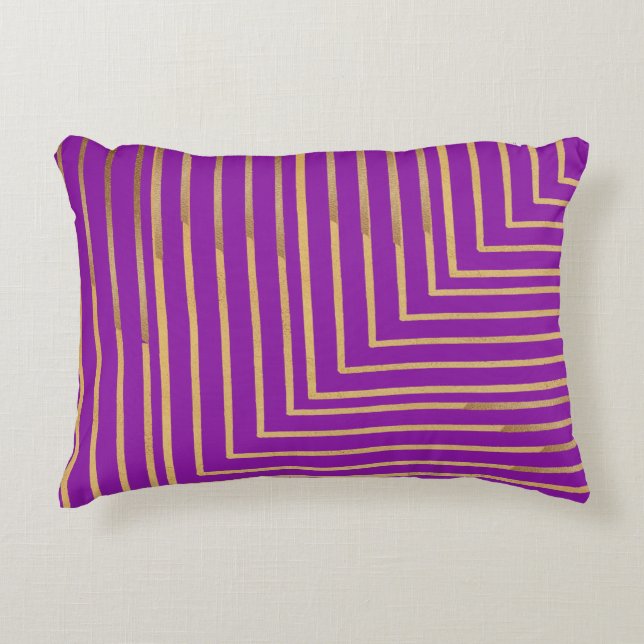 Almofada Decorativa Golden glitter Stripes line art Pattern (Frente)