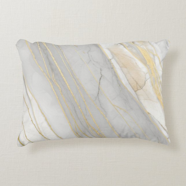 Almofada Decorativa Golden Veined Carrara Marble Texture (Frente)