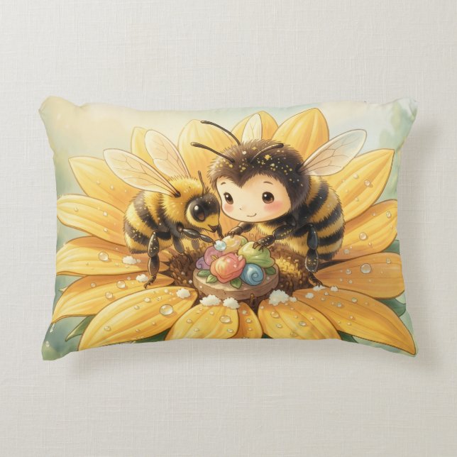 Almofada Decorativa Goldene Hummel im Blütentanz1 (Frente)