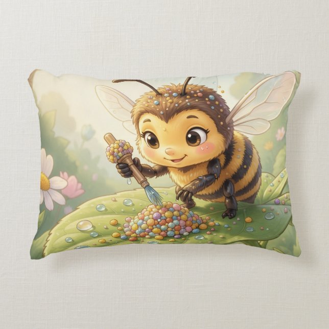 Almofada Decorativa Goldene Hummel im Blütentanz.2 (Frente)
