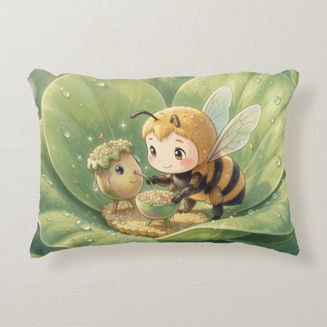 Almofada Decorativa Goldene Hummel im Blütentanz.3 (Frente)