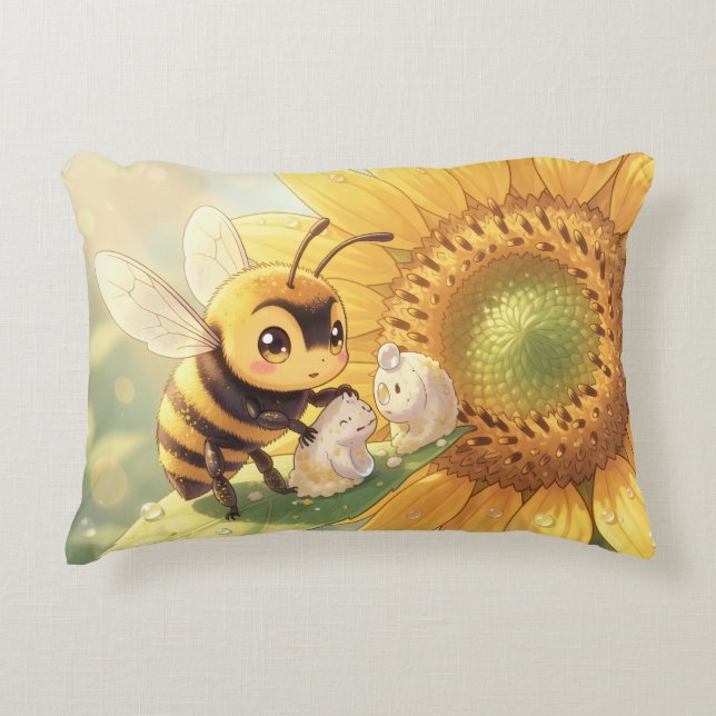 Almofada Decorativa Goldene Hummel im Blütentanz.4 (Frente)