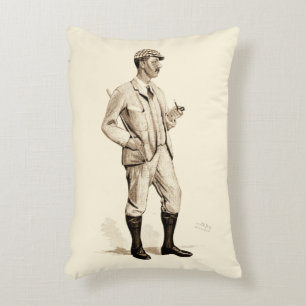 Almofada Decorativa Golfer Vintage com Pipe e Raízes de Cigarro