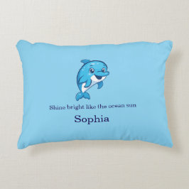 Almofada Decorativa Golfim Azul Feliz e Fofo Desenho de Criatura Marin