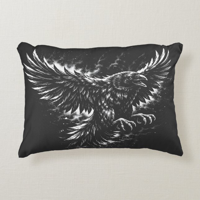 Almofada Decorativa Gothic Raven – por BurnsInHell (Frente)
