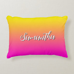 Almofada Decorativa Gradiente Rosa Neon Amarelo Brilhante