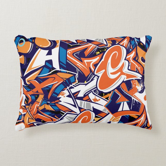 Almofada Decorativa graffiti print teen abstract pattern background  (Frente)