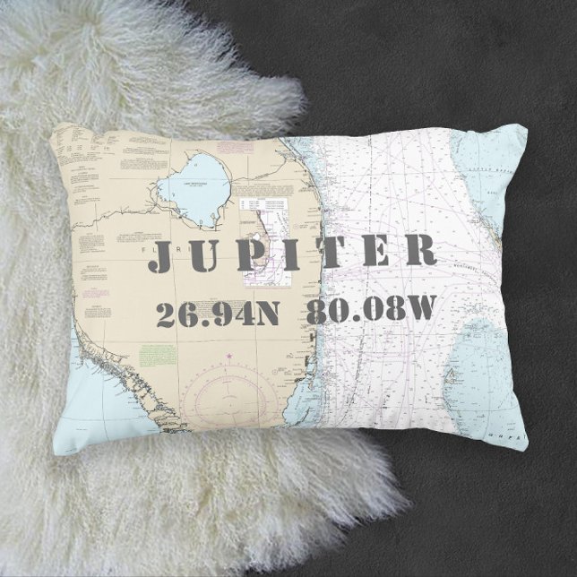 Almofada Decorativa Gráfico náutico Autêntico da Flórida ⚓ (Florida Authentic Nautical Chart ⚓ Decorative Pillow
)