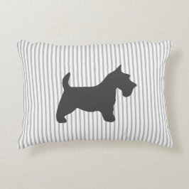Almofada Decorativa Grafite Terrier em faixas de Cinza
