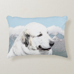 Almofada Decorativa Grandes Pyrenees que pintam - arte original do cã
