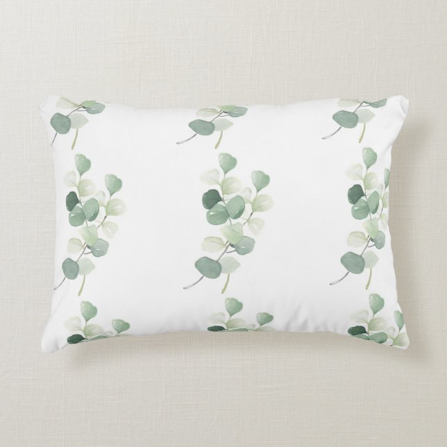 Almofada Decorativa Green Eucalyptus Pastel Leaves Duvet Cover (Frente)