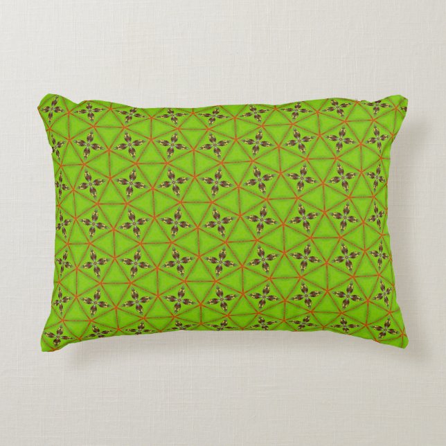 Almofada Decorativa Green Geometric Floral Pattern Pillowcase (Frente)