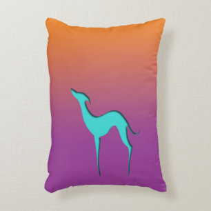 Almofada Decorativa Greyhound Whippet dog azul laranja abdome