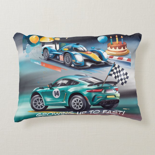 Almofada Decorativa Growing Up To Fast Boy Birthday Party (Frente)