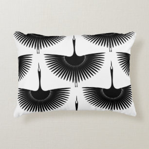 Almofada Decorativa Grua Graciosa: Padrão de Pássaro Oriental