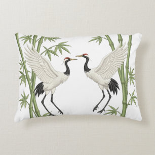 Almofada Decorativa Guindastes Japoneses de Coroa Vermelha Bordados Pr