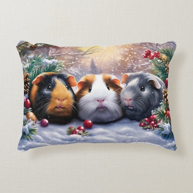 Almofada Decorativa Guiné Pigs Winter Wonderland (Frente)
