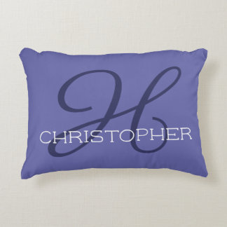 Almofada Decorativa H Inicial Nome Personalizado Azul Periwinkle Moder