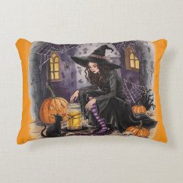 Almofada Decorativa Halloween, A Bruxa, Sua Poção e a Meia-Noite