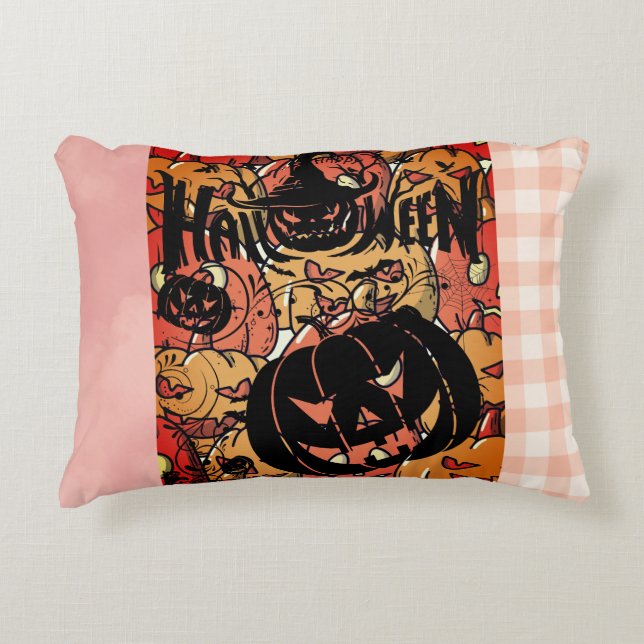 Almofada Decorativa Halloween, Pumpkins Party, Black Pink (Frente)