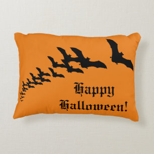 Almofada Decorativa Halloween Vintage com um Enxame de Morcegos Voador