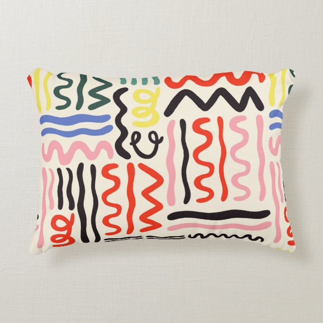 Almofada Decorativa Hand drawn brush pattern, zigzags, lines and curve (Frente)