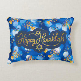 Almofada Decorativa Happy Hanukkah Blue And White