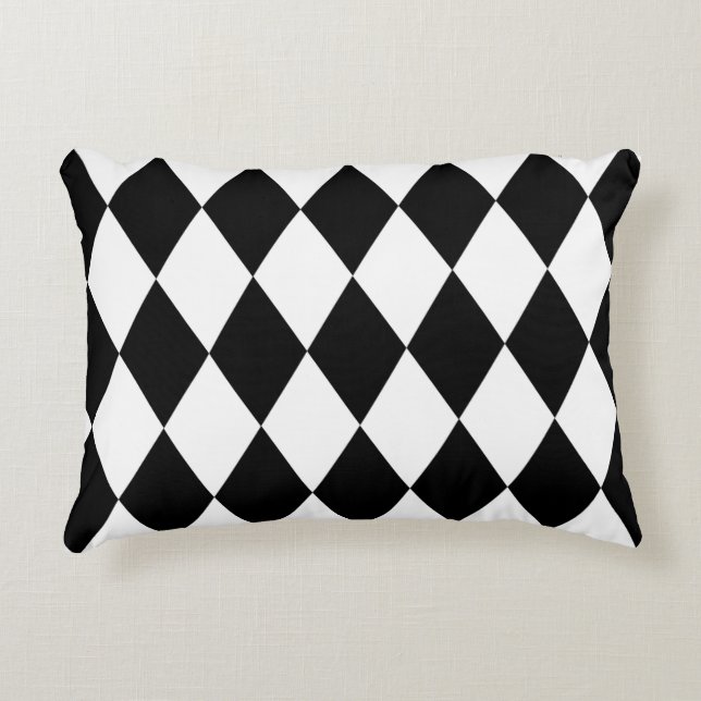 Almofada Decorativa Harlequin preto e branco (Frente)