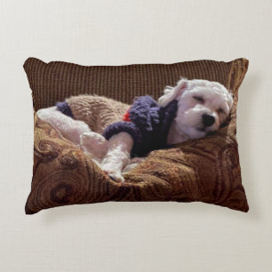 Almofada Decorativa Havanês: Puppy Napping - Travesseiro decorativo