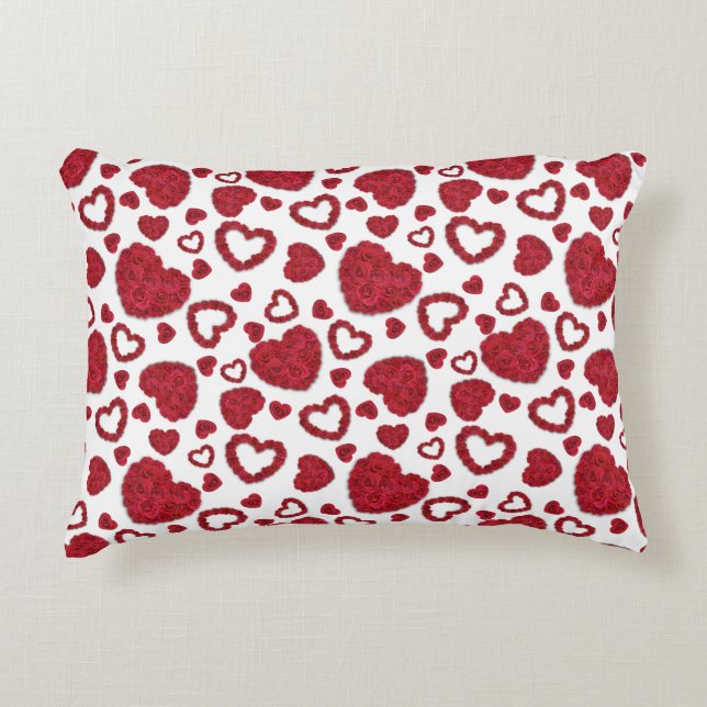 Almofada Decorativa Hearts Red Roses Pattern Minimalist Valentine's (Frente)