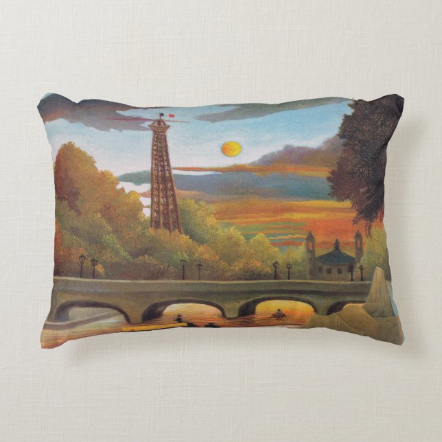 Almofada Decorativa Henri Rousseau - Torre Seine e Eiffel em Sunset (Frente)
