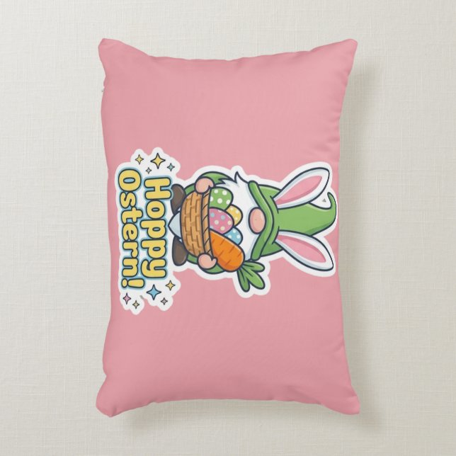 Almofada Decorativa High-quality "Hoppy Easter" gnome illustration (Frente(Vertical))