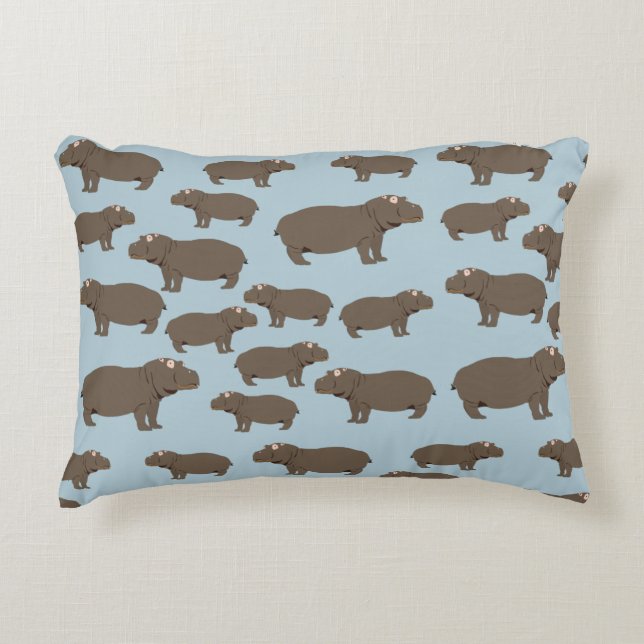 Almofada Decorativa Hippopotamus Hippo Pattern (Frente)