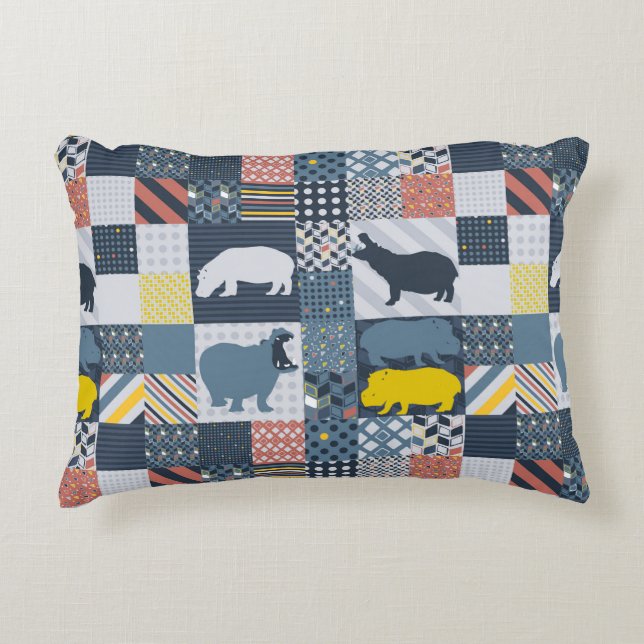 Almofada Decorativa Hippos Faux-Quilted (Frente)