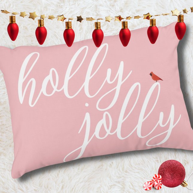 Almofada Decorativa Holly Jolly Christmas White Na moda Script (Criador carregado)