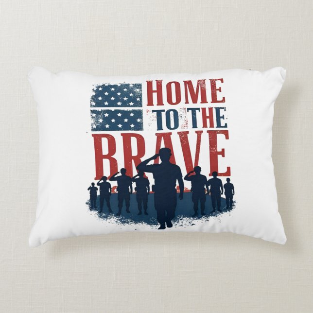 Almofada Decorativa Home of the Brave Salute Tee (Frente)