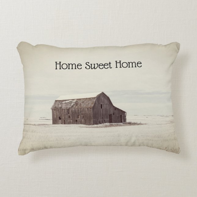 Almofada Decorativa Home Sweet Home Rustic Barn Snow (Frente)