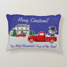 Homem de neve em Pequeno Caminhão Vermelho e Fazen