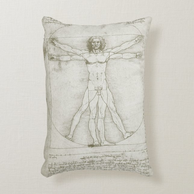 Almofada Decorativa Homem Vitruviano de Leonardo da Vinci (Frente(Vertical))